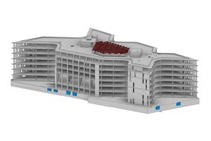  Die Architekten arbeiteten für das Projekt gemeinsam mit Fachplanern an drei aufeinander bezogenen, digitalen Gebäudemodellen für Architektur, Tragwerksplanung und Technische Gebäudeausrüstung  