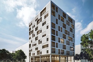  oben: Aktuelles Bauvorhaben von Kaden + Lager: „Wohnhochhaus J1“ im Rahmen der BUGA 2019 in Heilbronn 