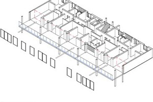  Isometrie 4: Öffnen der Fassaden und Setzen der Verglasung 