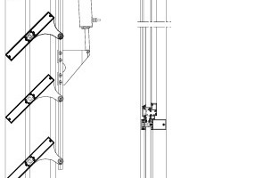  Vertikalschnitt mit horizontal beweglichen rechteckförmigen Großlamellen 