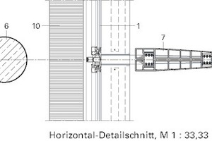  Fassadendetail, Grundriss, M 1 : 33 1/3 