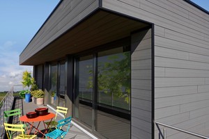  Fassadensystem aus Twinson mit Aluminium-Profilen 