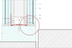  Abb. 4: Lösung: Brandwand neben Deckenversatz – Aufmauerung einer kleinen Massivwand (eine Steinreihe hoher Rohdichte), Montage und Verankerung der Brandwand darauf 