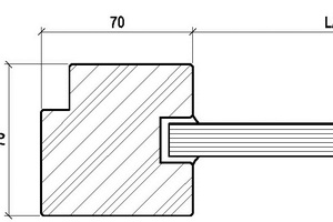  Zeichnung: Schnitt durch den Holzrahmen mit Verglasung 