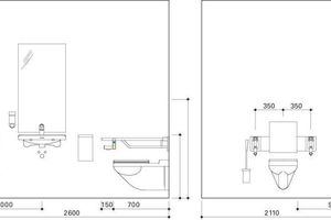  Wandansichten eines barrierefreien WCs 