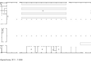  Grundriss ErdgeschossHalle und Kopfbau, M 1 : 1 000 