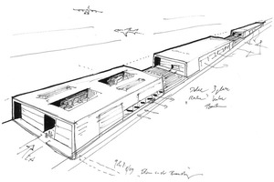  „Schnell und dynamisch“ sollen die vier Baukörper der Service-City-Süd wirken − eine Skizze aus der Entwurfsphase 