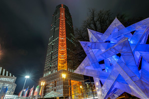  Installation vor dem Messeturm – zu sehen während der Luminale 2018 