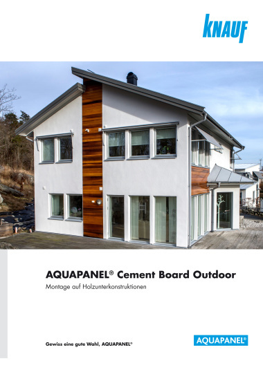 Titel der Broschüre AQUAPANEL® Cement Board Outdoor/Montage auf Holzunterkonstruktionen