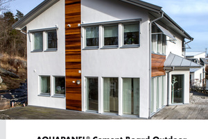  Titel der Broschüre AQUAPANEL® Cement Board Outdoor/Montage auf Holzunterkonstruktionen 