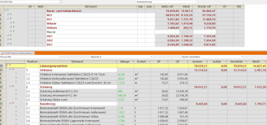 Screenshot: Direkter Preisvergleich Gewerke-LV mit Modellpreisen aus dem RGB
