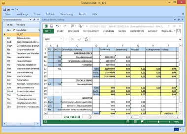 Screenshot: Mit SIDOUN Globe kann die Mengenermittlung im integrierten Excel erstellt werden