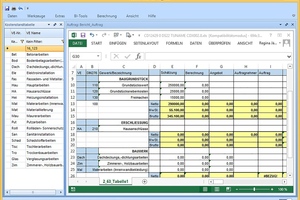 Screenshot: Mit SIDOUN Globe kann die Mengenermittlung im integrierten Excel erstellt werden 