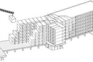  Isometrie, Montage der Holzmodule 