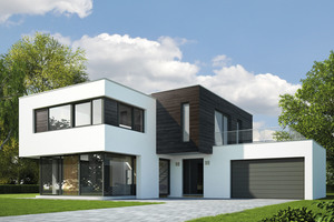 Einfamilienhaus mit Fassadenelementen aus karbonisiertem Holz 