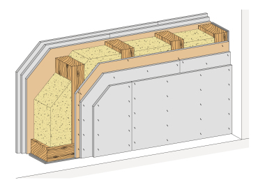 Zeichnung: Aufbau des Brandwand-Systems für den Holzbau
