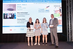  In der zweiten Alterskategorie gewannen: Mira Schwaiger vom Ludwigsgymnasium, Saarbrücken (Saarland) Teresa Betz von der Freien Waldorfschule, Altenkessel (Saarland) Brücke: „Swing“
 