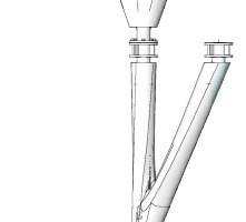  Detail Stütze, o. M.Geschoßweise aufeinander gestellte Stützentypen mit unterschiedlichen Verdrehungen (Teildarstellung: Decken ausgeblendet) 