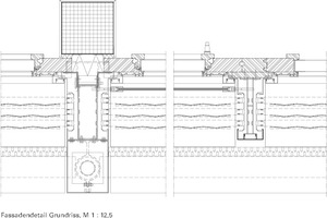  Horizontalschnitt (gewellte Vertikalschiebeelemente), M 1 : 12,5 