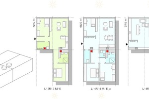  Modulbaukasten Wohnungstiefe 15,04 m
K = Wohnungstiefe kurz, 7,5mM = Wohnungstiefe mittel, 11,28 mL = Wohnungstiefe lang, 15,04 mR = RaumM = ModuleH = HalbmoduleS = Puzzleteil mit SchachtO = Puzzleteil ohne SchachtE = Erschließung am WohnbereichG = Erschließung am Schlafbereich 