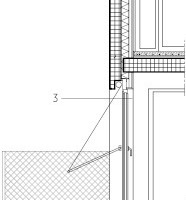  Fassadenschnitt, M 1 : 100↓1	Dachaufbau	Kies 90 mm	Bituminöse Dichtungsschicht, 2-lagig	Bodenplatte 200 mm	Dämmung mit Dampfschutz 140 mm	Zwischendecke 42,5 mm	Steinwolle 50 mm	Gipskartonplatte 12,5 mm 2	Brüstung Treppe3	Fassadenaufbau 	Stahlbeton 200 mm	Dämmung mit Dampfsperre 140 mm	Fenster, 3-fach verglast	Dämmung 75 mm	Steinwolle 50 mm	Gipskartonplatte 2 x 25 mm4	Fußbodenaufbau	Bodenbelag 10 mm	Estrich 70 mm	Fußbodenheizung	Schalldämmung 20 mm	Wärmedämmung 20 mm	Bodenplatte 240 mm5	Fußbodenaufbau Erdgeschoss 	Bodenbelag 10 mm	Estrich 70 mm	Dampfdichtung	Wärmedämmung 100 mm	Dichtungsschicht, 2-lagig	Bodenplatte 200 mm	Magerbeton 50 m 