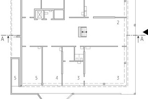  Grundriss Erdgeschoss, M 1 : 5001     Loggia2	Halle3	Kindergarten/ Gestalten4	Therapie5	Hauswart6	Technik/ Lager 
