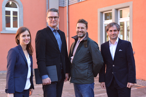  Das Konstanzer Team mit einem Gast aus Liverpool (v. l.): Doktorandin Lena Pauli, Prof. Dr. Hans-Peter Schelkle, Tim Whitehill von Project 5 aus England und Prof. Dr.Andreas Großmann 