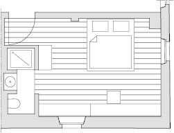  Grundriss Gästezimmer, M 1 : 150 