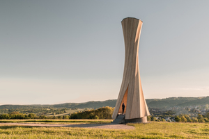  Der Turm wirkt statisch als flächenaktive Struktur. Er ist im Rahmen der Remstal Gartenschau 2019 zu besichtigen 