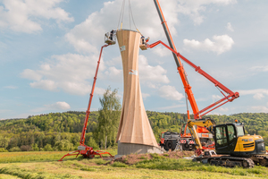  Die Montage erfolgte ohne aufwendige Schalung und Gerüste innerhalb eines Tages durch ein vierköpfiges Handwerkerteam  