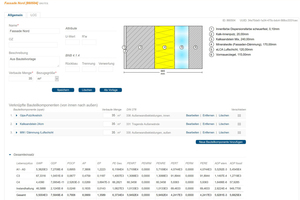  Screenshot eLCA Bauteileditor, Beispiel Fassade 