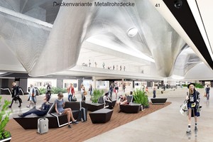  Visualisierung der Decke im Fraport, Terminal 3: Sie  wurde parametrisch geplant und wird digital gefertigt 