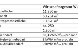  04 Kenndaten des Technologiezentrums Aspern IQ, die im Rahmen der klima:aktiv-Bewertung erhoben wurden (EBF steht für Energiebezugsfläche) 