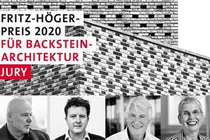  Keyvisual des Fritz-Höger-Preises 2020 für Backstein-Architektur mit den Juroren: Kaye Geipel, Florian Zierer, Christoph Ingenhoven, Susanne Wartzeck 