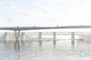  Die neue Rad- und Fußwegbrücke über den Neckar wird so aussehen (1. Preis im Wettbewerb) 