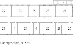  Grundriss 1. OG, M 1 : 750 