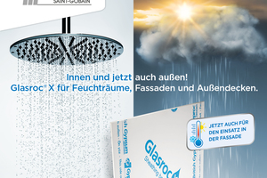  Mit Glasroc X bietet Trockenbauspezialist RIGIPS eine bewährte und besonders leistungsstarke Lösung für die Anwendung in Feucht- und Nassräumen sowie für die Beplankung von Außendecken an. Von den Vorteilen dieser speziellen vliesarmierten Gipsplatte profitieren ab sofort auch Holzbaubetriebe, Zimmereien, Holzmodulbauer und Fertighaushersteller, denn mit einem neuen Anwendbarkeitsnachweis empfiehlt sich Rigips Glasroc X nun auch als aussteifende und direkt verputzbare Platte in Fassadenkonstruktionen. 