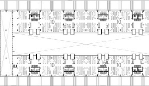  Grundriss Obergeschoss, M 1 : 2 500	1	Fablab	2	Co-working	3	Restaurant	4	Besprechungsraum 