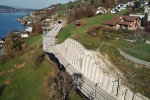  Drohnenaufnahme der neuen Doppelspur Walchwil. 