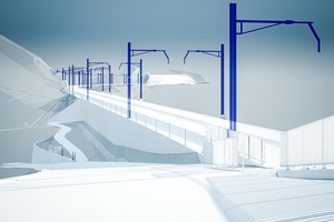  Doppelspurausbau Walchwil mit neuer Haltestelle, Stützbauwerken, Tunnel und Straßenbau. 