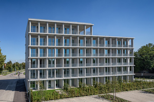  Schlicht als „Betonhaus“ bezeichnen Fink + Jocher das Gebäude mit 31 öffentlich geförderten Wohnungen auf dem Gelände der Alten Stadtgärtnerei in Neu-Ulm 