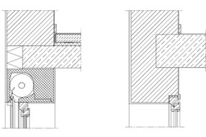  Grafik 1: Vergleich Standard-Wandaufbau (li.) mit monolithischer Bauweise der ­Forschungshäuser (re.). Von oben: Holz, Mauerwerk und Infraleichtbeton 