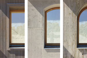  Unterschiedliche Ausbildung der Fensteröffnung in der Wand aus Holz, Mauerwerk und Infraleichtbeton (v. l.) 