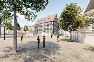  Visualisierung des Richter­hauses mit neuem Anbau in Nieheim 