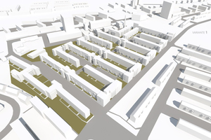  Mehr Wohnraum ohne Platzverschwendung: In der Frankfurter Platensiedlung stocken Stefan Forster Architekten den dreistöckigen Bestand mit Holzmodulen auf fünf Geschosse auf 