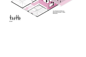  Geförderter Wohnraum für Alleinerziehende: Grundriss einer Clusterwohnung auf dem Lebenscampus in der Wolfganggasse in Wien von Gerner ­Gerner Plus 