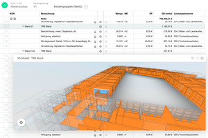  Integration des BIM-Modells in die AVA-Software – die Bauteile werden automatisch den Kostenelementen zugeordnet 