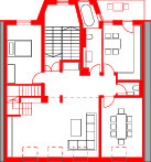  Grundriss 4. Obergeschoss, M 1 : 250  