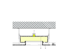  Detailschnitt Lichtfeld (klein), M 1 : 20	1	Reflektor mit Leuchtmittel	2	GK-Decke / Schürze einlagig 