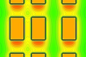  Fassadenausschnitt als Infrarotthermografie mit Isothermenverlauf 